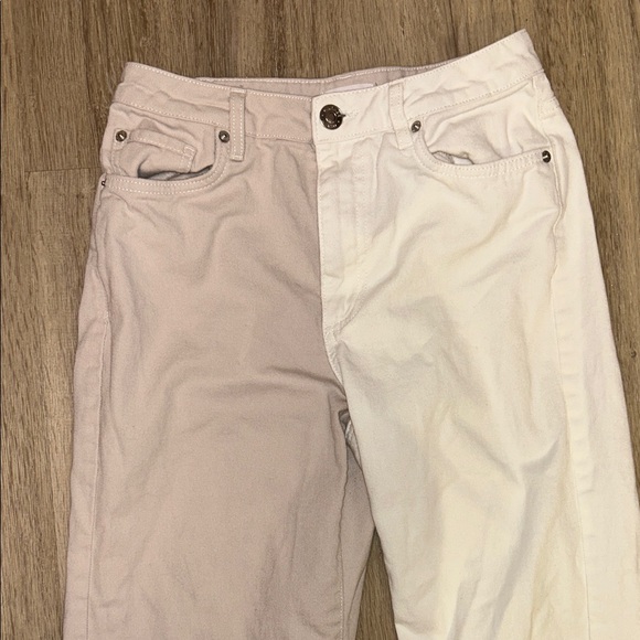 Garage Women's Straight Leg Jeans - White and Light Pink - Picture 1 of 3